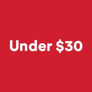 Red circle with "Under $30" printed on top